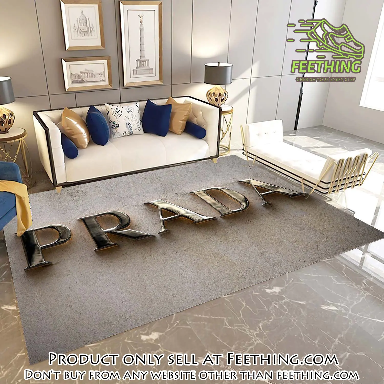 Prada logo luxury brand premium area rug carpet home decor ft4458860